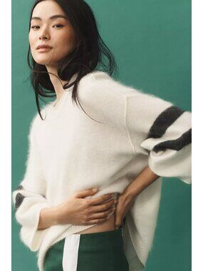 Pilcro Brushed Cashmere Boxy Crop Sweater Ivory XL